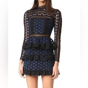 Self-portrait navy & black star pattern dress (fits like 6)